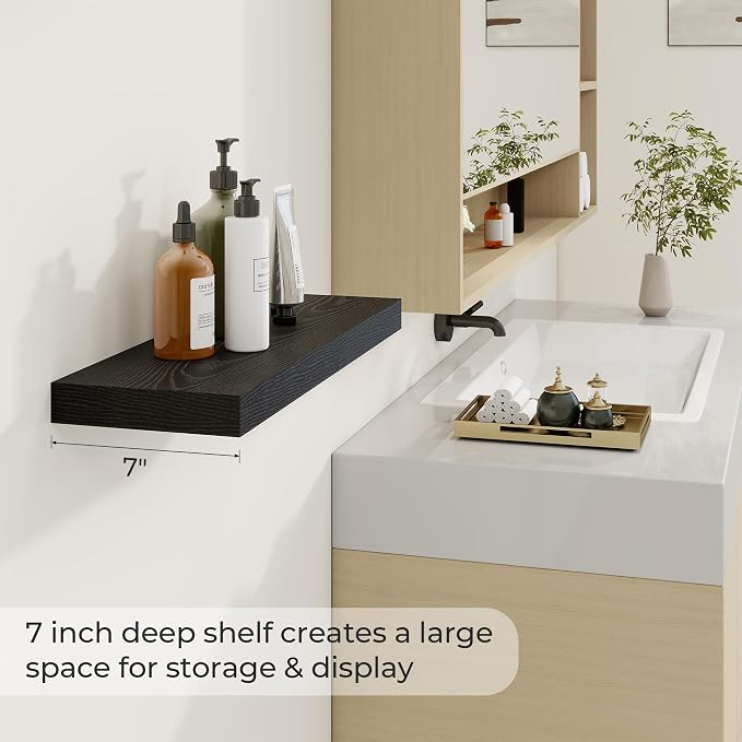 Dreamland 24 Inch Long Floating Shelves in Black, 6.7 Inch Deep Floating Shelf - Image 4