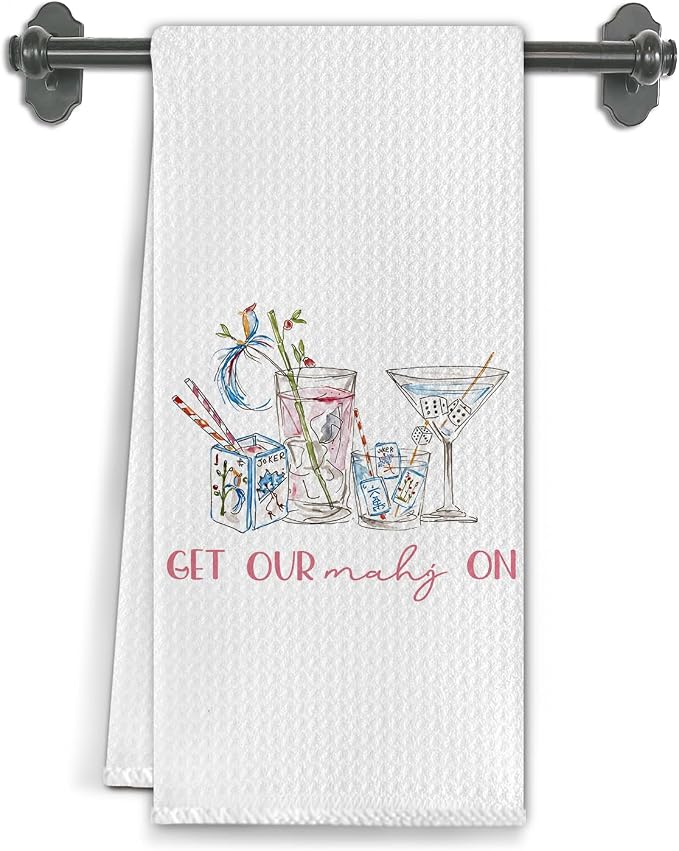 Mahjong Cocktail Kitchen Towels, Mahjong Gifts by Unknown