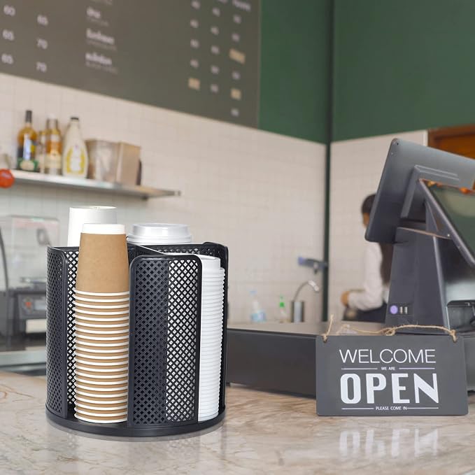 Cup and Lid Organizer, 360° Rotatable Coffee Cup Holder - Image 7