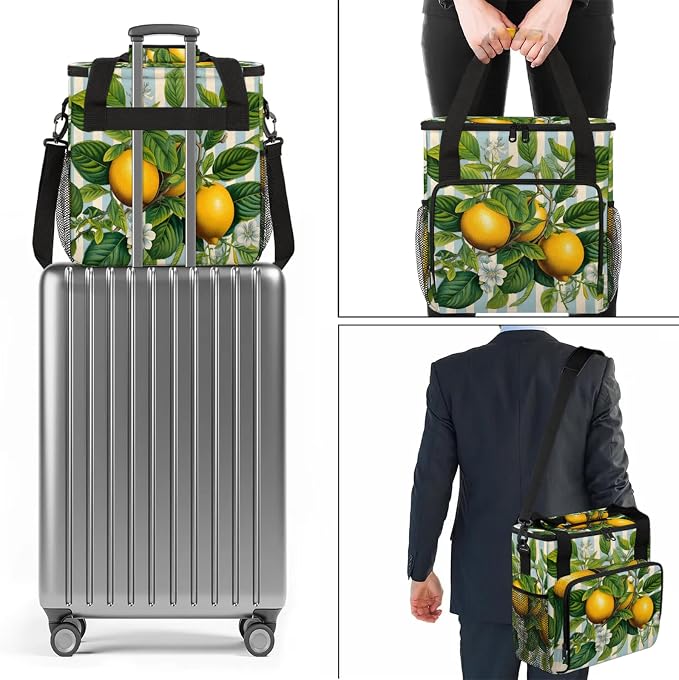 Lemon Fruit Flowers Coffee Maker Carring Bag, Large Insulated Storage Organizer - Image 7