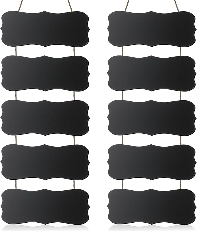 Gerrii 2 Set Double Sided Hanging Chalkboard Signs Rectangle Wooden Erasable by Gerrii
