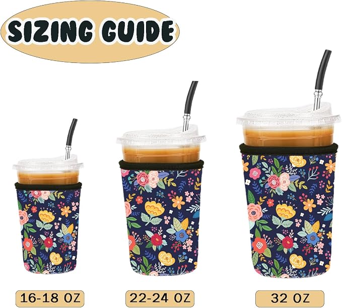 Reusable 3-Pack Iced Coffee Cup Sleeve, Insulated Neoprene, Beverage Holder - Image 5