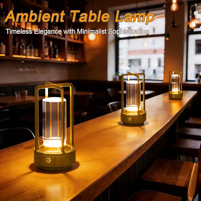 Rechargeable Table Lamp Cordless, 3 Color | Crystal | Stepless Dimming - Image 3