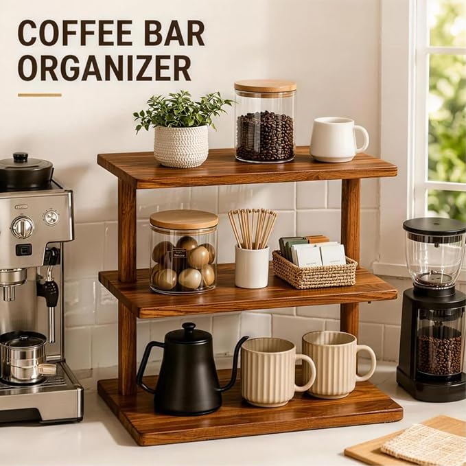 Coffee Station Organizer for Countertop, Coffee Station Organizer, Wooden - Image 4