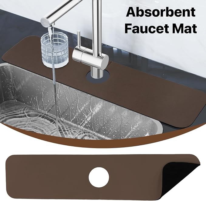 2PCS 12" x 19" Dish Drying Mat & 24" x 5.5" Faucet Mat - Image 2