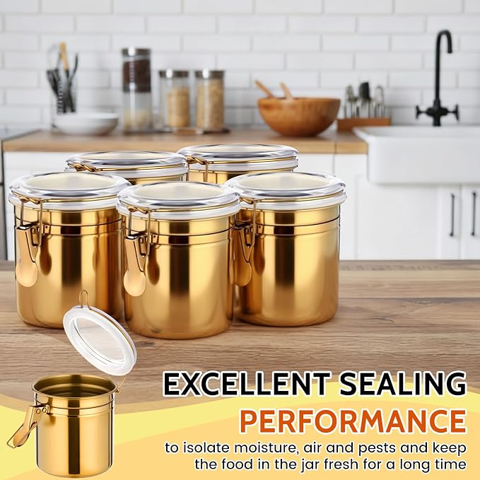 6 Pcs Stainless Steel Food Storage Containers Set Airtight Kitchen Canisters - Image 6