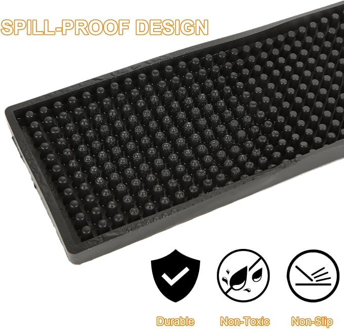 WOPPLXY 3 Pcs 24 x 3 Inch Rubber Bar Mats, Non-Slip Bar Service Spill Mat - Image 4