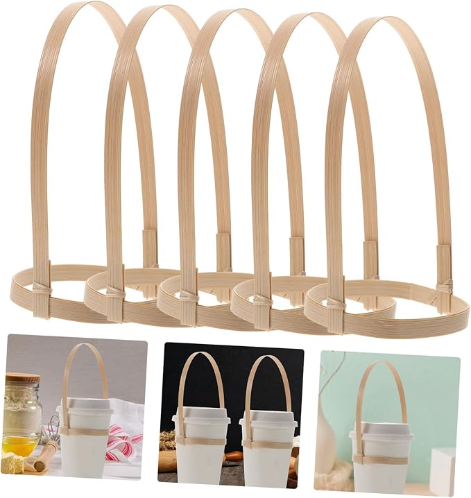10pcs Bamboo Cup Holder Takeout Drink Cup Holder Takeout Carrier Bamboo Coffee - Image 3