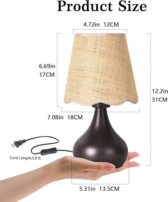 Ziqqeelam Oil Rubbed Bronze Small Table Lamp Touch Control, Farmhouse Bedside - Image 2