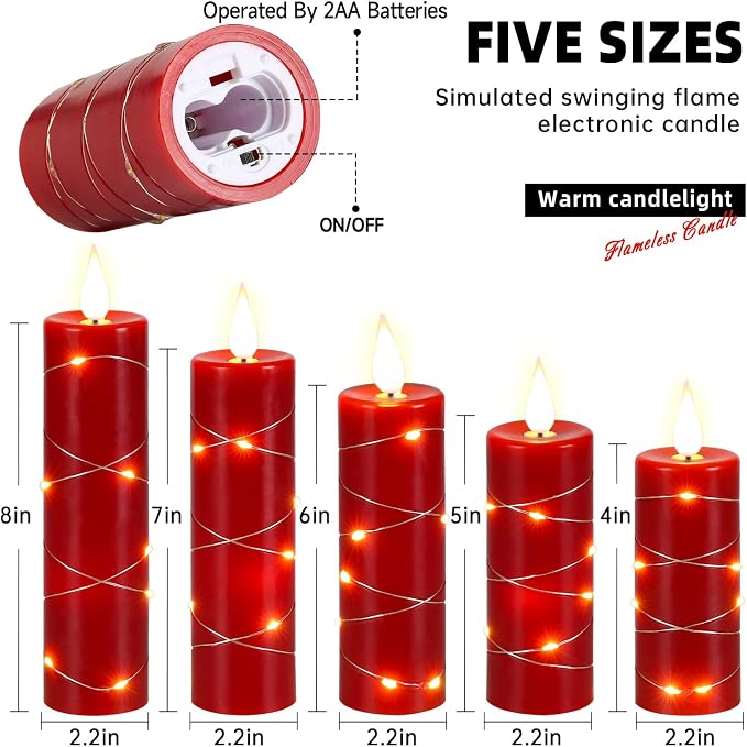 Upinmz Red Flameless Candle - Image 8
