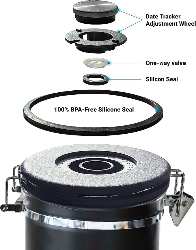 Stainless Steel Coffee Canister - 21oz Airtight Kitchen Food Storage Container - Image 4
