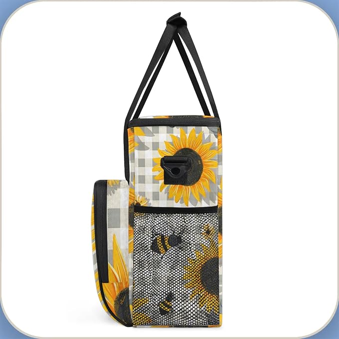 Sunflower Bee Coffee Maker Carring Bag, Large Insulated Storage Organizer Case - Image 4