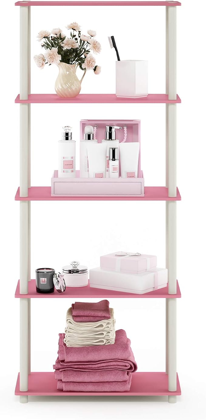 Furinno TURN-N-TUBE Storage Shelves, 5-Tier Book Shelf, Corner Shelf, Toolless - Image 5