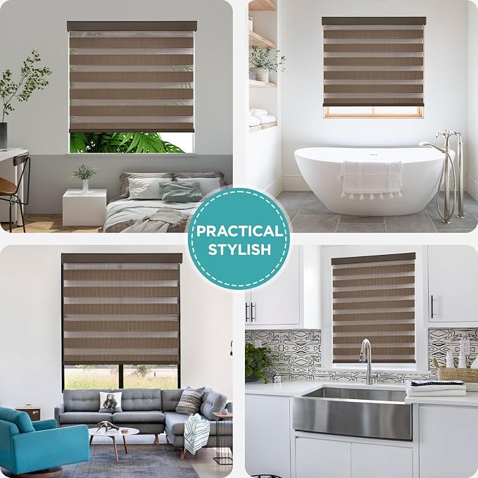 Joydeco Cordless Zebra Blinds for Windows, Dual Layer Light Control Window - Image 7