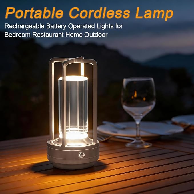 Rechargeable Table Lamp Cordless, 3 Color | Crystal | Stepless Dimming - Image 5