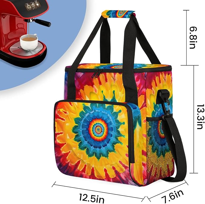Bohemian Tie Dye Coffee Maker Carring Bag, Large Insulated Storage Organizer - Image 2