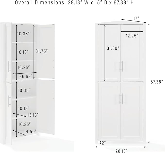 Crosley Furniture Savannah Traditional Corner Pantry Storage Cabinet - Image 3