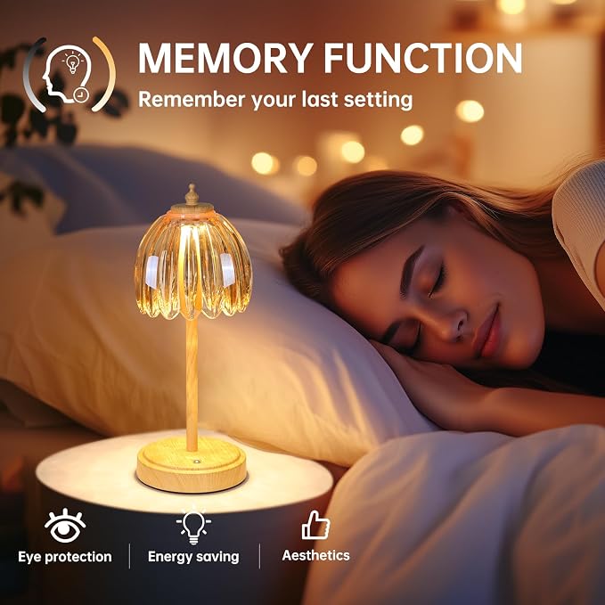 Shenmoyl Tulip Table Lamp with 5200mAh Battery & Touch Control, Small Cordless - Image 8