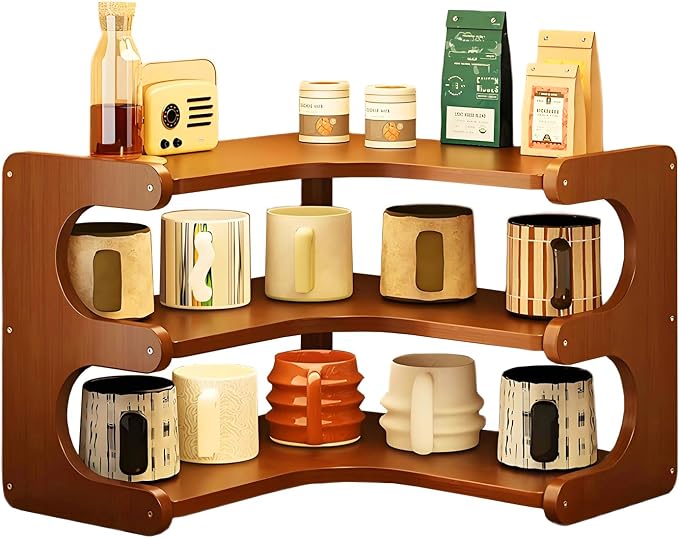3-Tier Coffee Mug Organizer Corner, Corner Coffee Mug Holder, Cup Organizer by Unknown