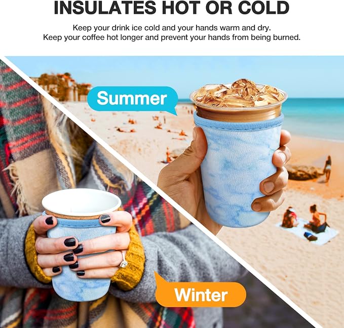 Iced Coffee Cup Sleeve for Large Sized Cups, Reusable Neoprene Iced Coffee Cup - Image 4