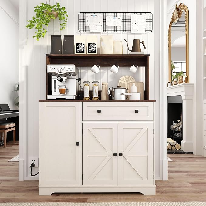 Wnutress Farmhouse Coffee Bar Cabinet - Image 8