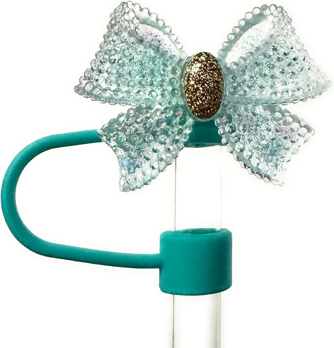 5 Pack 10mm Cute Glitter Bling Bows Straw Toppers, Fits Stanley and Simple - Image 7