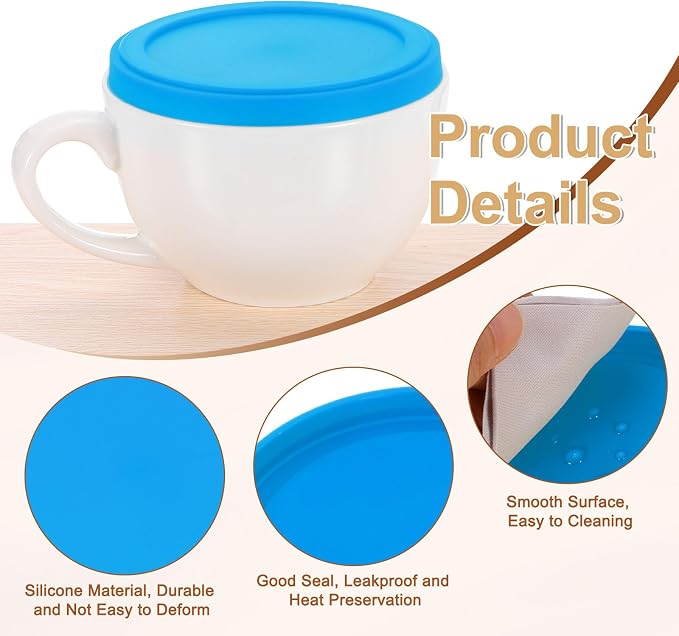 uxcell 2Pcs Silicone Cup Lids, 3.9 Inch Mug Cover Reusable Silicone Cup Covers - Image 3