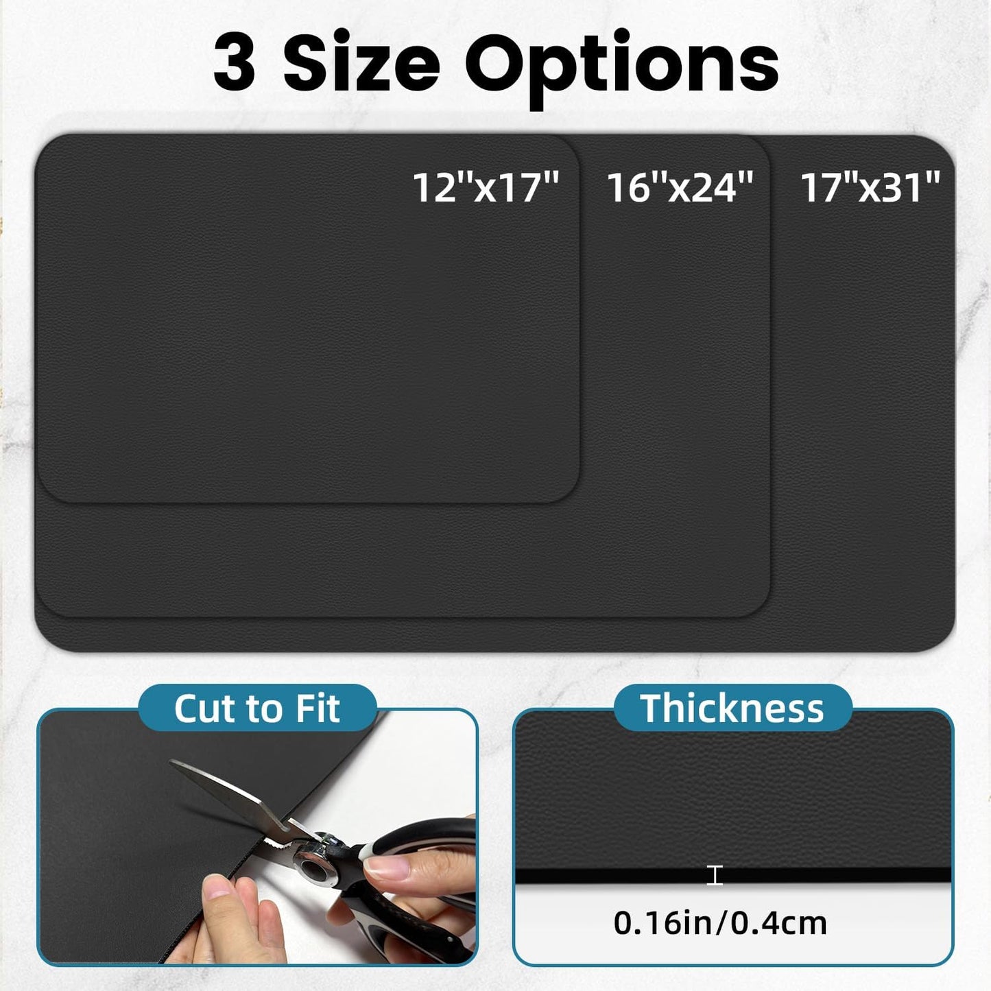 PoYang 17"x12" Coffee Mat Small, Coffee Bar Accessories for Countertop, Absorbent Dish Drying Mat, Anti-Slip and Hide Stain Pad for Espresso Machine, Espresso Maker and Kitchen Counter, Black