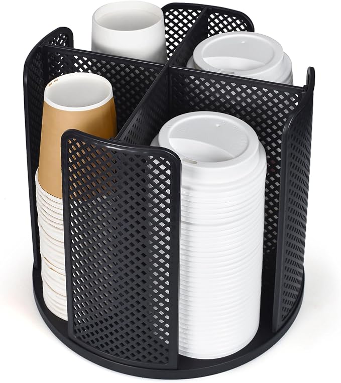 Cup and Lid Organizer, 360° Rotatable Coffee Cup Holder by EOFJRUC