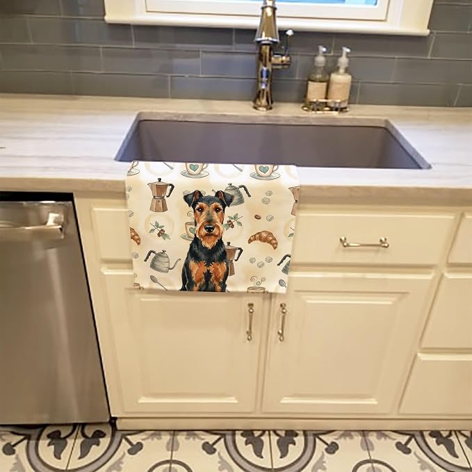 Caroline's Treasures Airedale Terrier Coffee Bar Kitchen Towel Velour Plush - Image 2