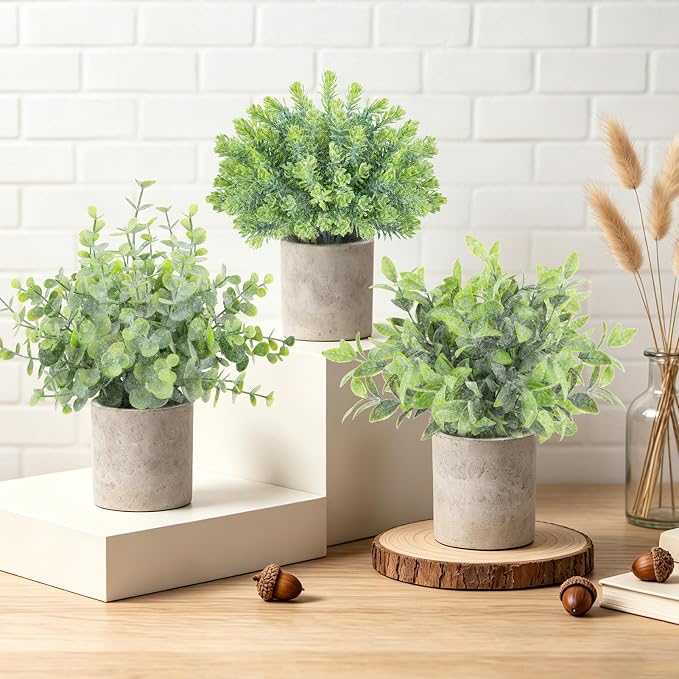 ZAIYW 3 Pack Small Fake Plants, Mini Potted Artificial Greenery Plants - Image 2