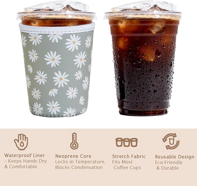 Reusable Insulated Sleeve for Iced Coffee Cup, Beverage Holder for Iced Coffee - Image 6