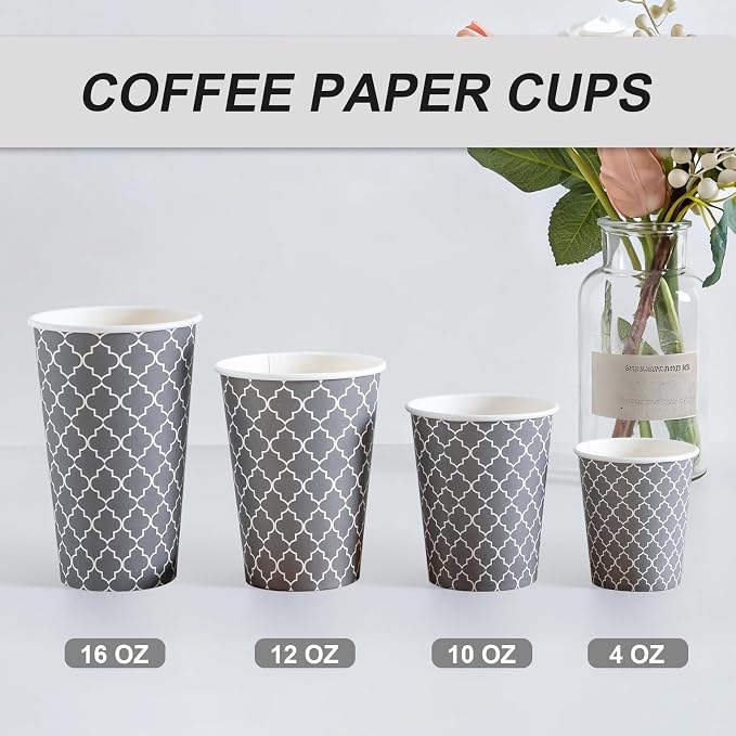Lamosi Coffee Cups 10 oz 200 Pack, Disposable Paper Coffee Cups, Disposable Cups - Image 3