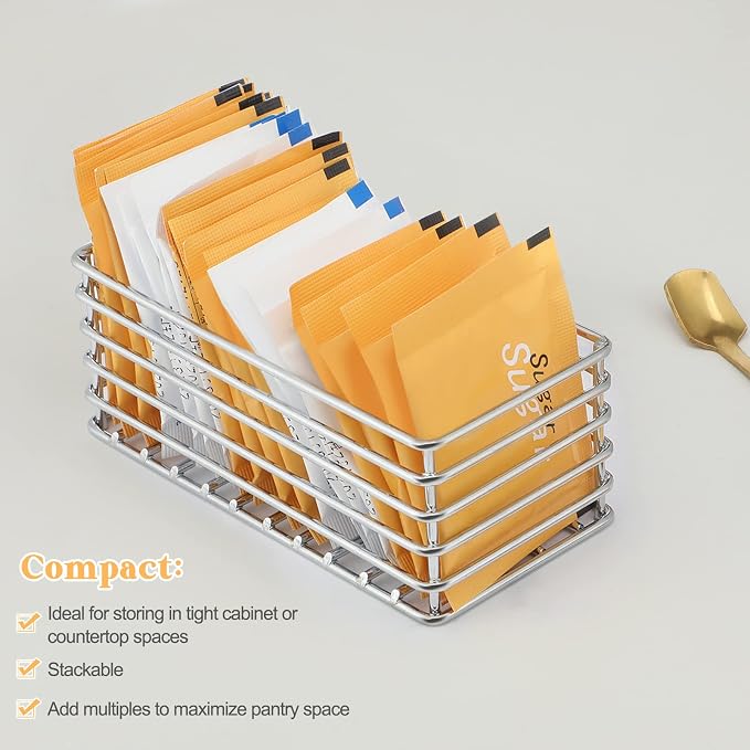 2 Pcs Sugar Packet Basket Sugar Packet Rack Small Caddy Iron Organizer - Image 5