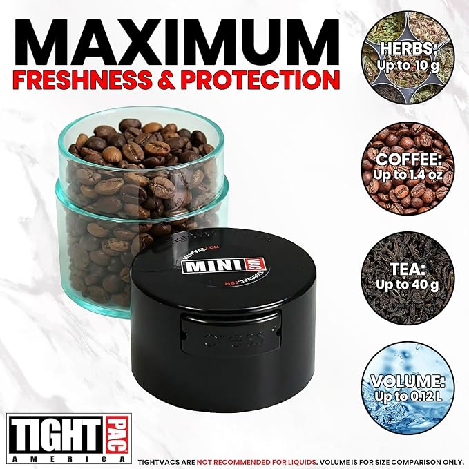 TIGHTPAC MINIVAC Portable Vacuum Seal Airtight Container – Keeps Coffee Beans - Image 8