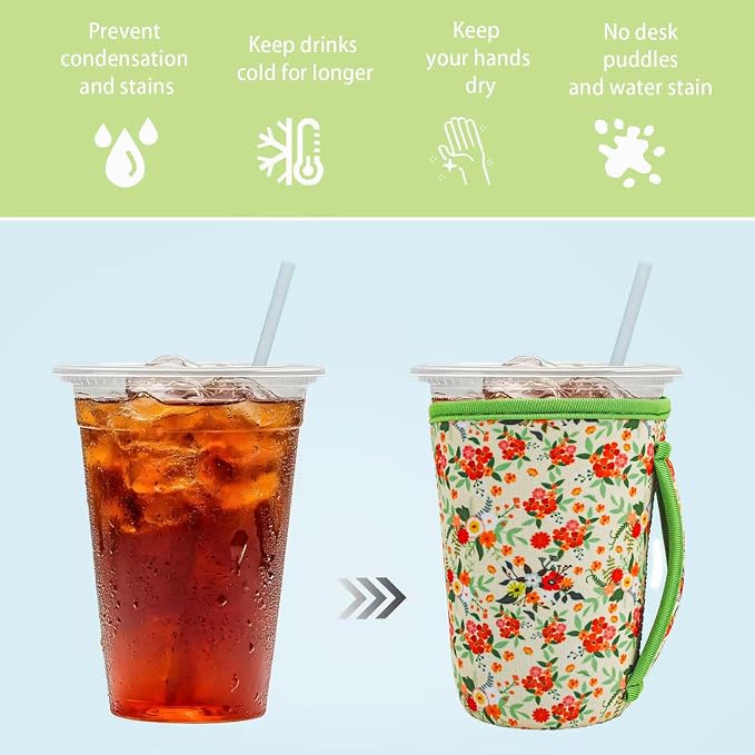 3Pk Reusable Coffee Sleeves, Fits 16-32oz Hot/Cold Drink | iced coffee sleeve - Image 6