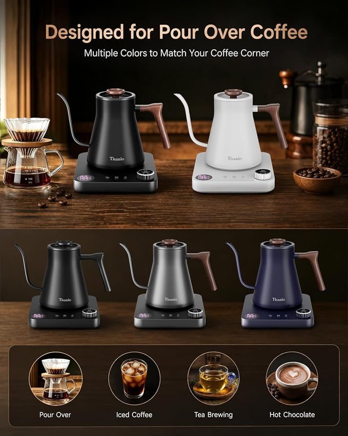 Gooseneck Electric Kettle for Pour Over Coffee, ±1°F Precision Control - Image 8