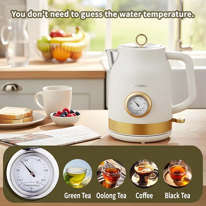 Retro Electric Kettle, 1.7L 304 Stainless Steel Tea Kettle - Image 2