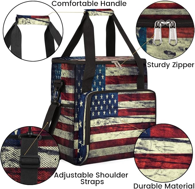 Vintage American Usa Flag Coffee Maker Carring Bag Travel Storage Tote Bag - Image 6