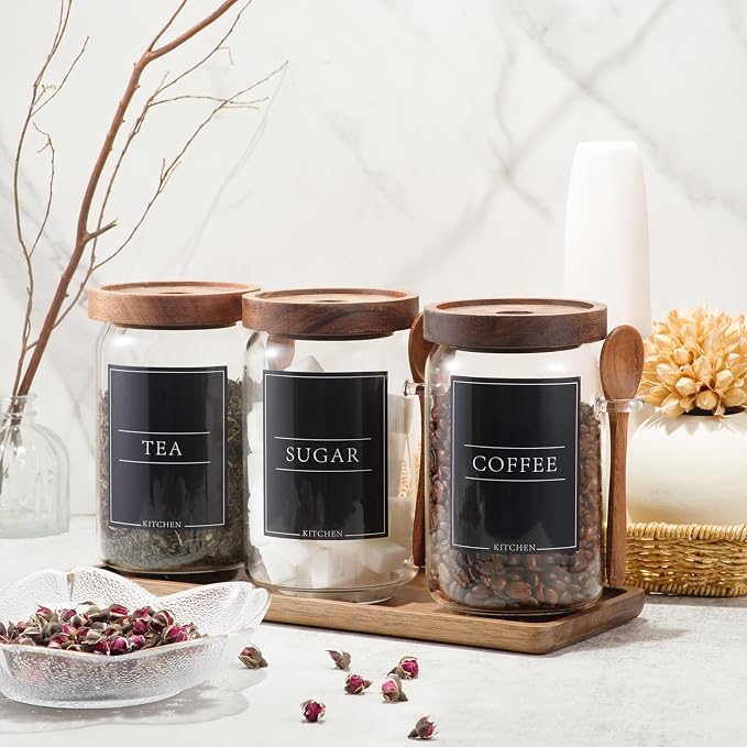 KOSKIMER Coffee and Sugar Container Set, Glass Coffee Jars - Image 3