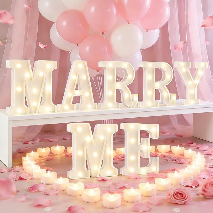 Marry Me Light Up Letters, Will You Marry Me Sign Decorations, Battery Operated by SKYPHAROS