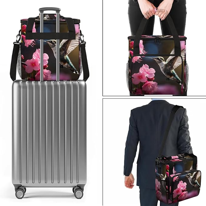 Hummingbirds And Flowers Coffee Maker Carring Bag, Large Insulated Storage - Image 7