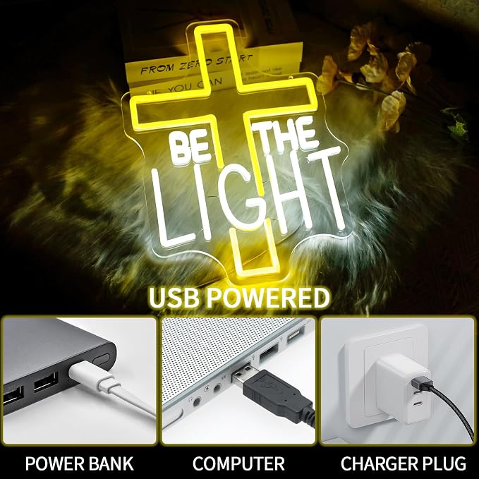 Be The Light Neon Sign for Wall Decor Dimmable Christian Letters Led Neon - Image 5