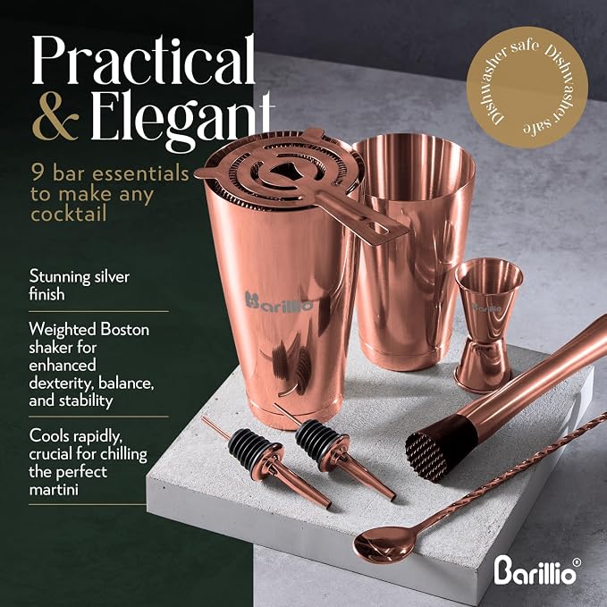 Barillio Rose Gold Boston Shaker Set - Image 3