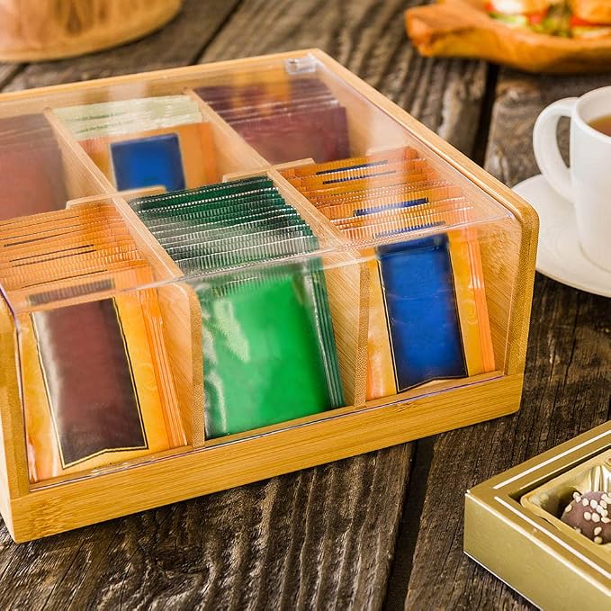 Restaurantware-8.5 x 8 x 3.5 Inch Tea Box Organizer, 1 Sustainable Tea Box - Image 3