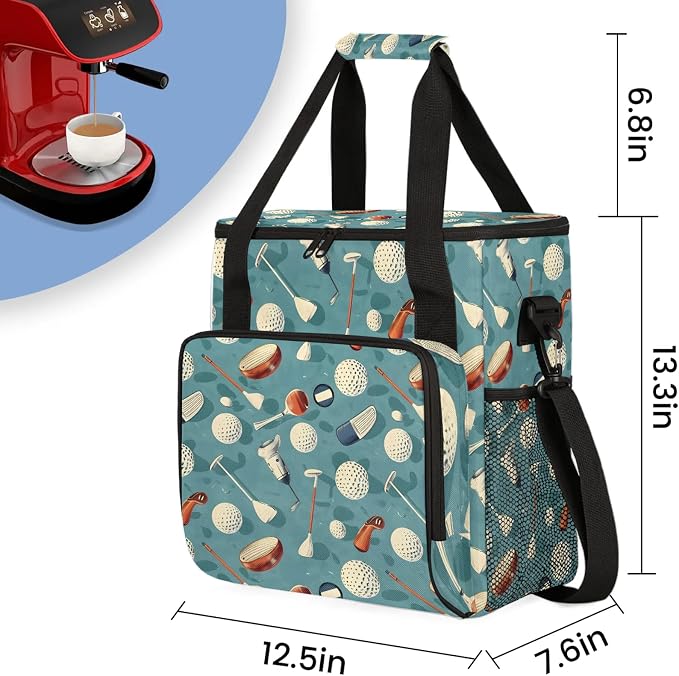 Golf Ball Sports Theme Coffee Maker Carring Bag, Large Insulated Storage - Image 2