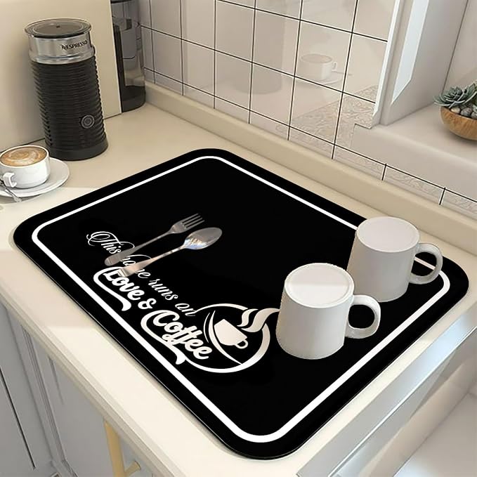 Coffee Bar Mat Rubber Dish Drying Mat - Image 2