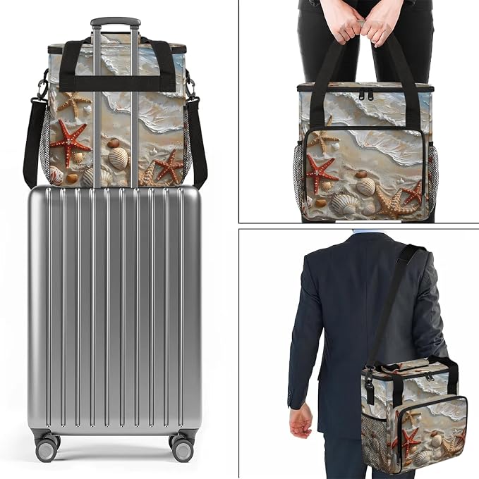 Summer Ocean Beach Seashell Starfish Coffee Maker Carring Bag, Large Insulated - Image 7