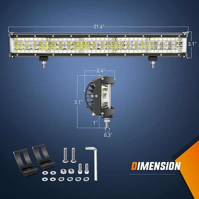 Nilight 22 Inch Side Shooter LED Light Bar Quadruple Row Spot Flood Combo - Image 2