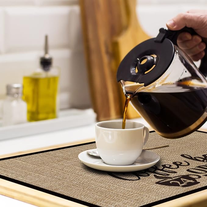 2 Pieces Coffee Bar Mat, 20 x 14 Inch Burlap Placemat - Image 3